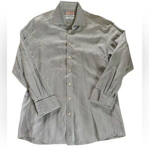 PINK Thomas Pink Slim Fit Long Sleeve Button Up Shirt - Mens Size 16/41 cm Gray